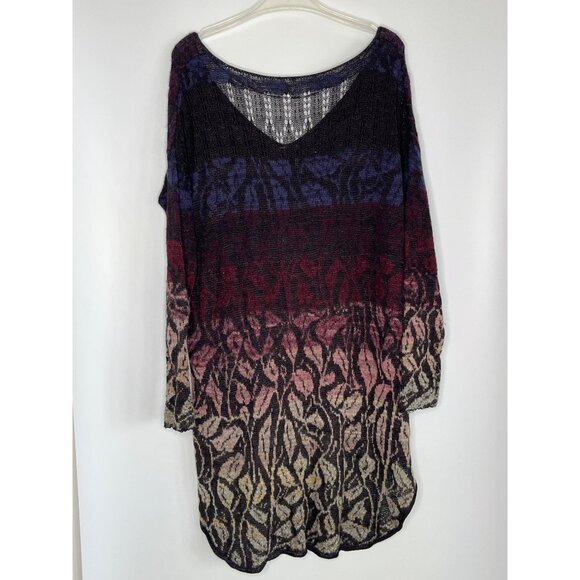 Free People Tough Love Deep V-Neck Sweater Tunic Ombre Blue Multi Oversized S - Picture 7 of 9